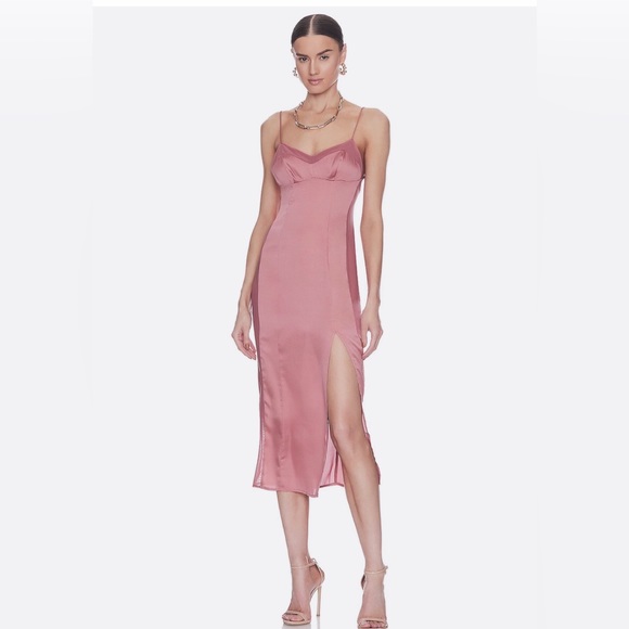 Free People Intimately City Cool pink Midi Slip sheer mesh sides dress Size XS - Picture 2 of 4